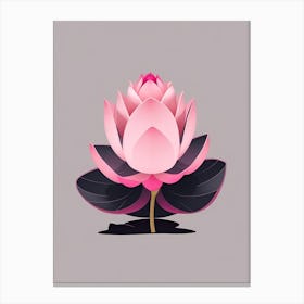 A Pink Lotus In Minimalist Style Vertical Composition 6 Canvas Print