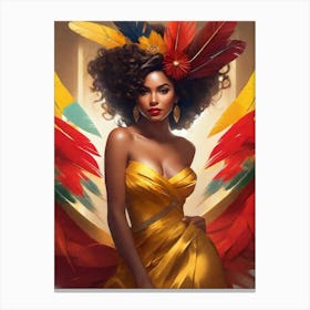 Pretty Woman in Yellow 4 Canvas Print