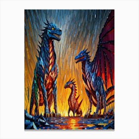 Dragons At Sunset Canvas Print