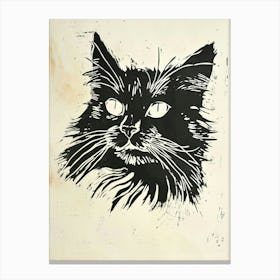 Maine Coon Linocut Blockprint 6 Canvas Print