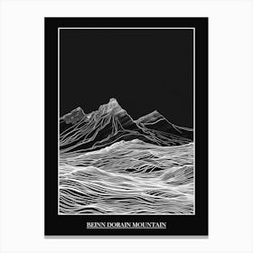 Beinn Dorain Mountain Line Drawing 2 Poster Canvas Print