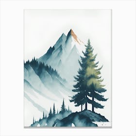 Mountain And Forest In Minimalist Watercolor Vertical Composition 318 Canvas Print