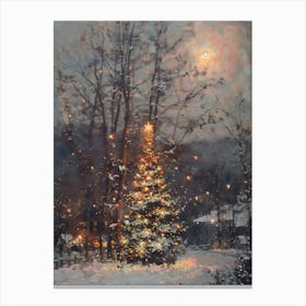 Christmas Tree In The Snow 15 Canvas Print