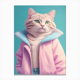 Cat Wearing Jacket Canvas Print
