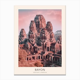 The Bayon Siem Reap Cambodia Travel Poster Canvas Print