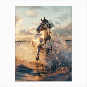 "Shimmering Horse Emerges from Flower Sea" Canvas Print