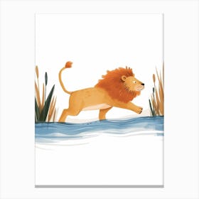 African Lion Crossing A River Clipart 3 Canvas Print