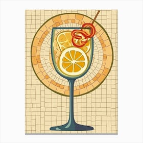 Fruity Cocktail With Geometric Background 3 Canvas Print