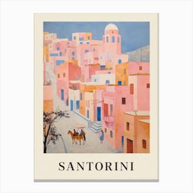 Santorini Greece 1 Vintage Pink Travel Illustration Poster Canvas Print