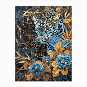 Leopard And Flowers 2 Canvas Print