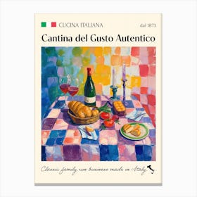 Cantina Del Gusto Autentico Trattoria Italian Poster Food Kitchen Canvas Print