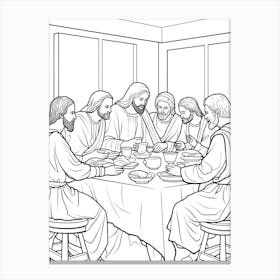 Line Art Inspired By The Last Supper 5 Canvas Print