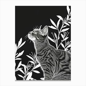 American Wirehair Cat Minimalist Illustration 3 Canvas Print