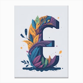 Colorful Letter E Illustration 39 Canvas Print