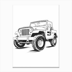 Jeep Wrangler Line Drawing 1 Canvas Print