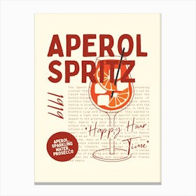 Aperol Spritz Happy Hour Time Canvas Print