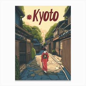 Aihrgdesign A Retro Travel Poster For Kyoto Featuring The Tra 52264e0c 2809 4333 82d4 500030f9e357 2 Canvas Print