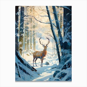 Winter Deer 5 Illustration Canvas Print