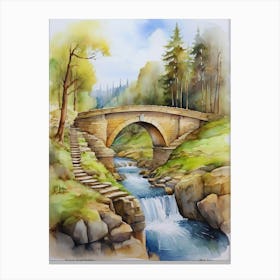 Bridge Over The Stream. Canvas Print