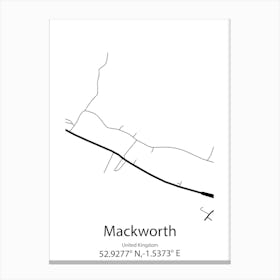 Mackworth,United Kingdom Minimalist Map Toile