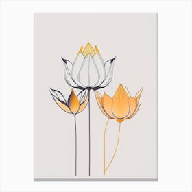 Double Lotus Minimal Line Drawing 3 Canvas Print