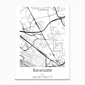 Baranzate,Italy Minimalist Map Canvas Print