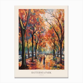 Autumn City Park Painting Battersea Park London 3 Poster Canvas Print