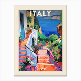 Capri Italy 4 Fauvist Painting  Travel Poster Canvas Print