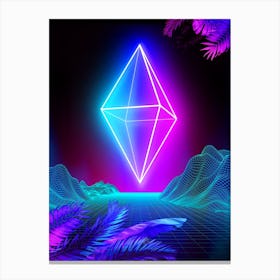 Neon landscape: Synth Crystal [synthwave/vaporwave/cyberpunk] — aesthetic retrowave neon poster Canvas Print