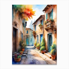 Watercolor Of Italian Street Canvas Print