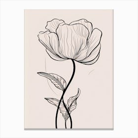 Line Art Tulips Flowers Illustration Neutral 9 Canvas Print