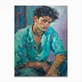 Man In A Blue Shirt Canvas Print