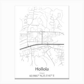 Hollola,Finland Minimalist Map Canvas Print