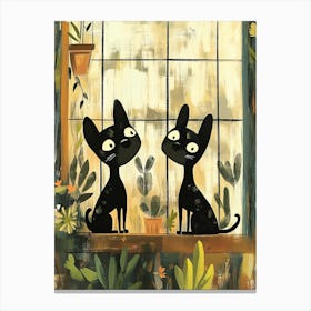 Cats In The Window 1 Canvas Print