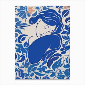 Blue Woman Silhouette 3 Canvas Print