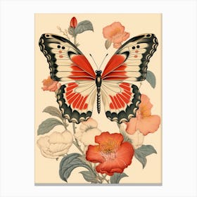 Butterfly Animal Drawing In The Style Of Ukiyo E 1 Canvas Print