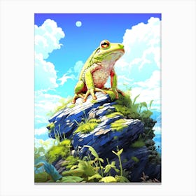 Frog On A Rock Canvas Print