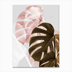 Monstera Leaves metallic Pink and Bronze_2058424 Canvas Print