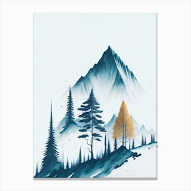 Mountain And Forest In Minimalist Watercolor Vertical Composition 50 Canvas Print