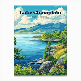 Lake Champlain New York Digital Travel Illustration Canvas Print