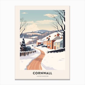 Vintage Winter Travel Poster Cornwall United Kingdom 1 Canvas Print