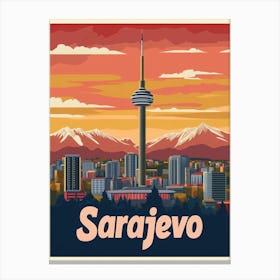 Aihrgdesign A Retro Travel Poster For Sarajevo 4 Canvas Print