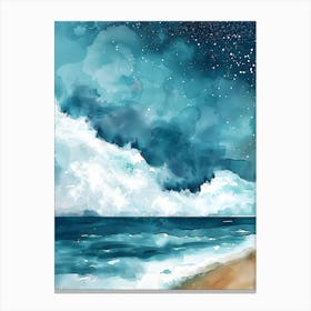 Watercolor Of A Beach Canvas Print