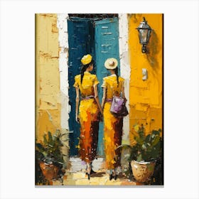 Two Women In Yellow Dresses Canvas Print
