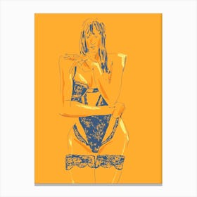 Girl In Lingerie Orange Canvas Print