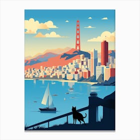 San Francisco, United States Skyline With A Cat 2 Canvas Print