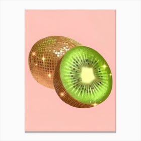 Disco Ball Kiwi Pink Disco Poster Trendy Art Food Kitchen Canvas Print