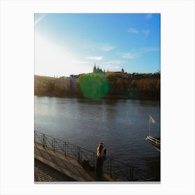 Couple On Vltava River - Prague 1 Canvas Print