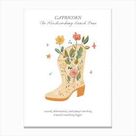 Capricorn Cowboy Boots Zodiac Preppy Western Cowgirl Canvas Print