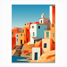 Abstract Illustration Of Spiaggia Di Tuerredda Sardinia Italy Orange Hues 1 Canvas Print
